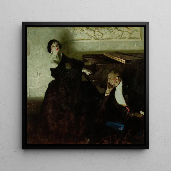 Couple romantique assis près du piano - Dean Cornwell