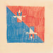 Croquis divers pour dessus de table incrustés Design avec motif cubique rouge et bleu - Winold Reiss — displayed in an interior