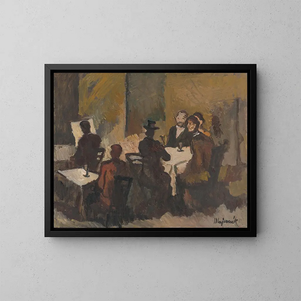 Compañía en un café - Cyprian Majernik — cuadro enmarcado en la pared