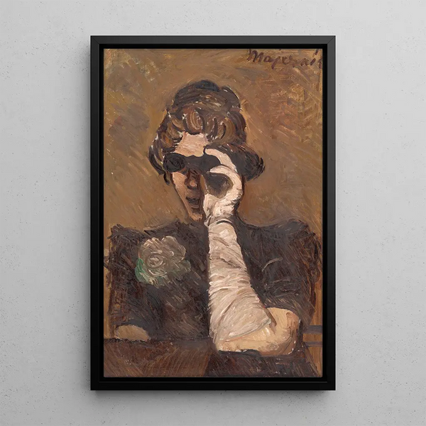 Dama con gafas de teatro - Cyprian Majernik — cuadro enmarcado en la pared