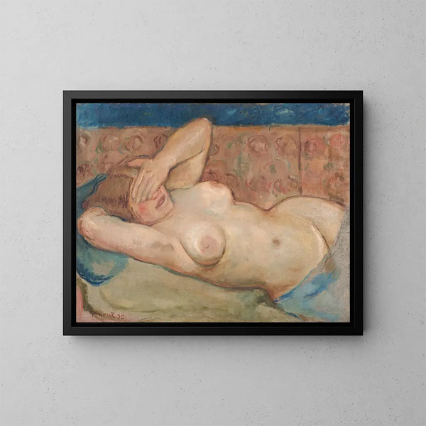 Nude reclining shy - Cyprian Majernik — framed artwork on a wall