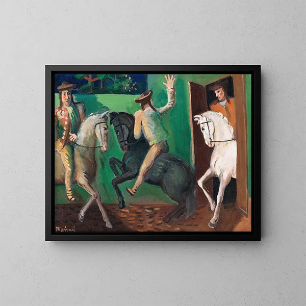 Caballos en caballos - Cyprian Majernik — cuadro enmarcado en la pared