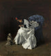 Dama en fina guarda-ropa con un perro - Albert von Keller — vista de la obra