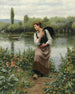 Una mujer con una cesta - Daniel Ridgway Knight — vista de la obra