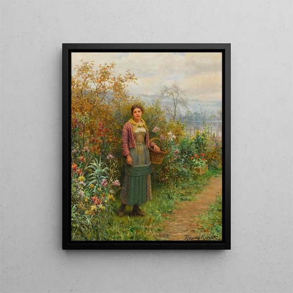 A moment's pause - Daniel Ridgway Knight — framed artwork on a wall