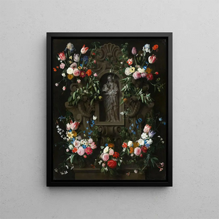 Daniel Seghers - Garland of Flowers surrounding a Sculpture of the Virgin Mary.webp