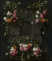 retrato del estadista, rey Guillermo III (1650-1702), rodeado de una guirnalda de flores - Daniel Seghers — vista de la obra