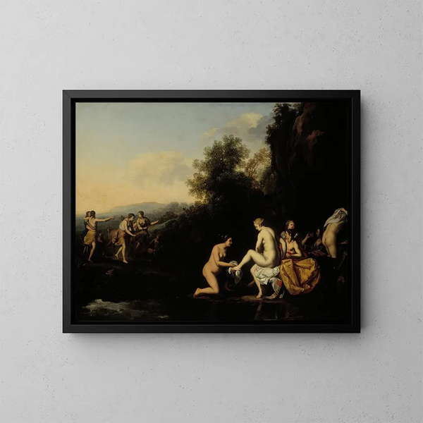 Diane y las ninfas en el baño - Daniel Vertangen — cuadro enmarcado en la pared