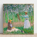 In the Giverny Woods: Blanche Hoschede at her easel with Suzanne Hoschede reading - Claude Monet