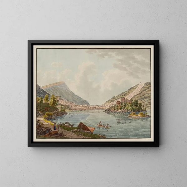 Vista de una parte del lago de Lovertz y de la isla de Schwanau - David Alois Schmid — cuadro enmarcado en la pared