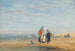 Playa de Calais con pescadores de camarones y un perro - David Cox — vista de la obra