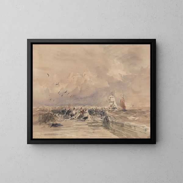 El puerto de Dieppe, viento fresco - David Cox — cuadro enmarcado en la pared