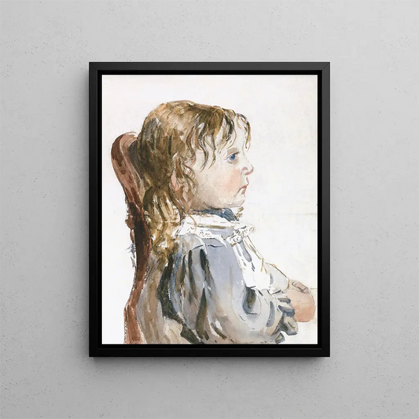 Girl in apron - David Cox — framed artwork on a wall