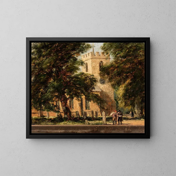 Church of Harborne near Birmingham - David Cox — framed artwork on a wall