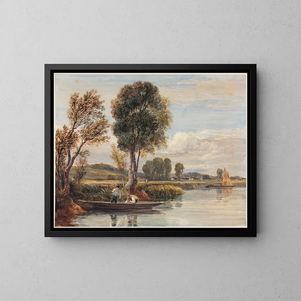 on the Thames - David Cox — framed artwork on a wall