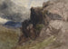 Paisaje rocoso en Gales con figura dibujando en primer plano a la derecha - David Cox — vista de la obra