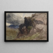 Paisaje rocoso en Gales con figura dibujando en primer plano a la derecha - David Cox — cuadro enmarcado en la pared