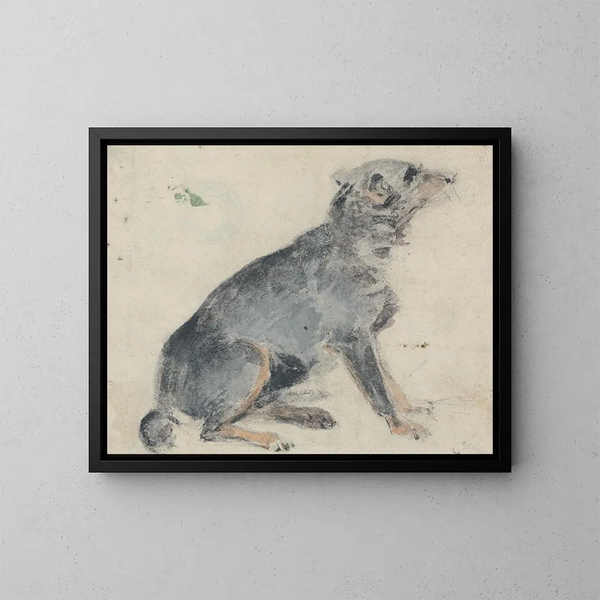 Study of a Dog - David Cox — framed artwork on a wall