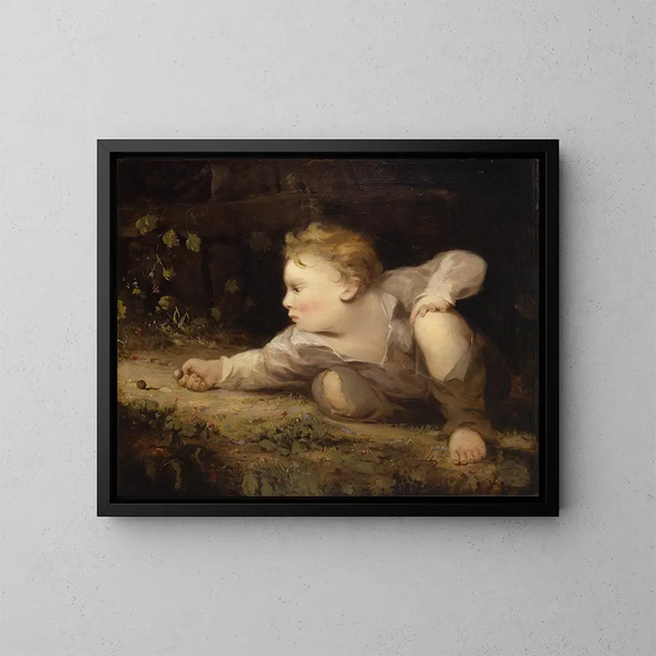 Niño jugando a las canicas - David Gilmour Blythe — cuadro enmarcado en la pared
