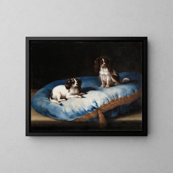 Trois petits chiens - David Klöcker Ehrenstrahl — framed artwork on a wall