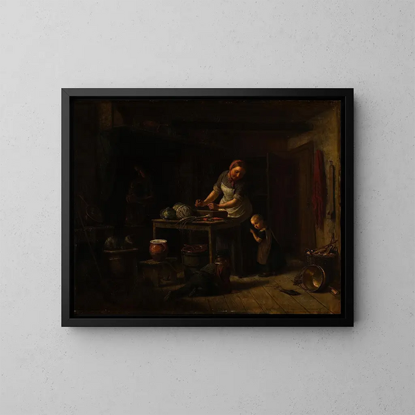Interior de cocina - David Monies — cuadro enmarcado en la pared