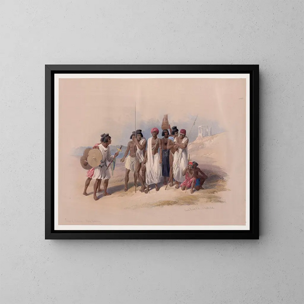 Grupo de Nubienses en Wadi Kardasey - David Roberts — cuadro enmarcado en la pared
