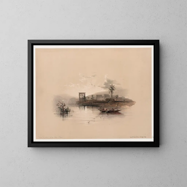 Île de Phil sur le Nil en Nubie - David Roberts — framed artwork on a wall