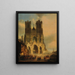 La fachada de la catedral de Reims con un cortejo medieval y una procesión en primer plano - David Roberts — cuadro enmarcado en la pared