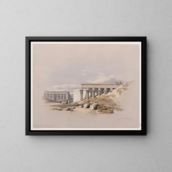 Side view painting of the temple called the Typhonium at Dendara - David Roberts — framed artwork on a wall