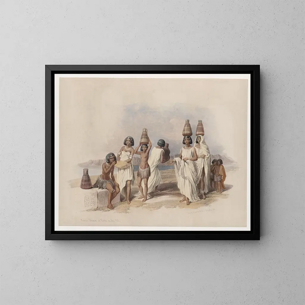 Women of Nubia at Kortie on the Nile - David Roberts — framed artwork on a wall