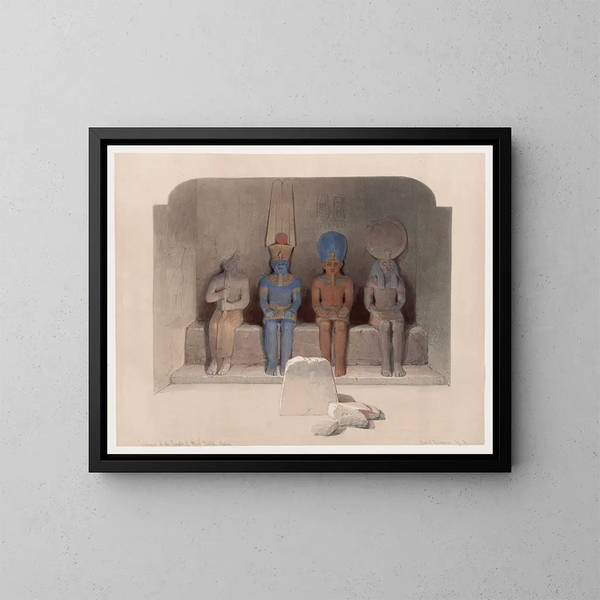the Sanctuary of the Abu Simbel Temple in Nubia - David Roberts — framed artwork on a wall