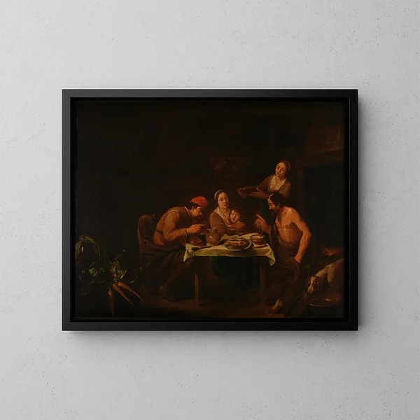 El sátiro y los campesinos - David Ryckaert III — cuadro enmarcado en la pared