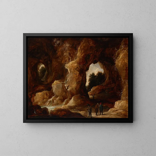 David Teniers The Younger - A grotto with figures a stag and stork.webp