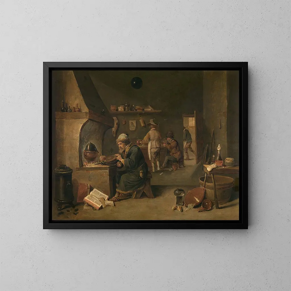 Alquimista - David Teniers el Joven — cuadro enmarcado en la pared
