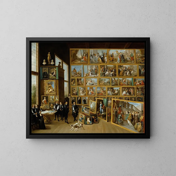 L'archduke Leopold-Guillaume in his gallery in Brussels - David Teniers the Younger — framed artwork on a wall