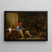 Farmhouse Painting in a Tavern Lighting His Pipe - David Teniers the Younger — framed artwork on a wall