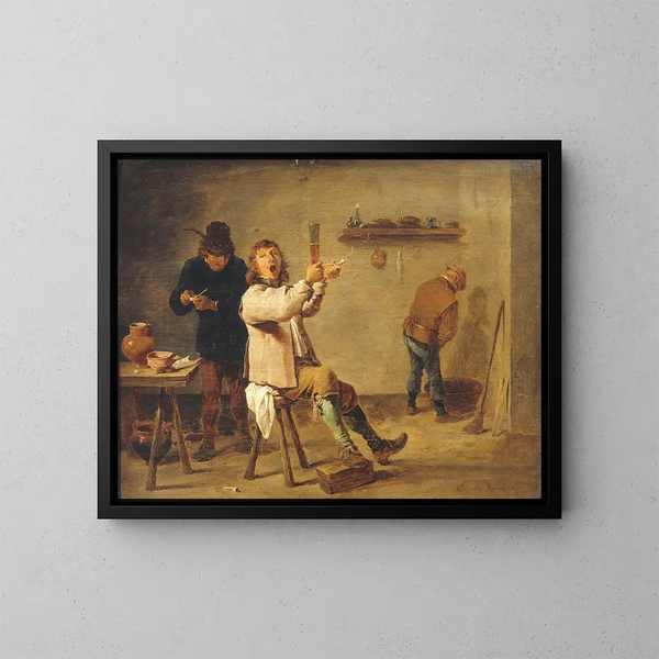 La Chanson de la boisson - David Teniers le Jeune — framed artwork on a wall