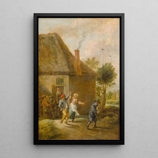 Reproducción del cuadro Campesinos bailando frente a una posada - David Teniers el Joven