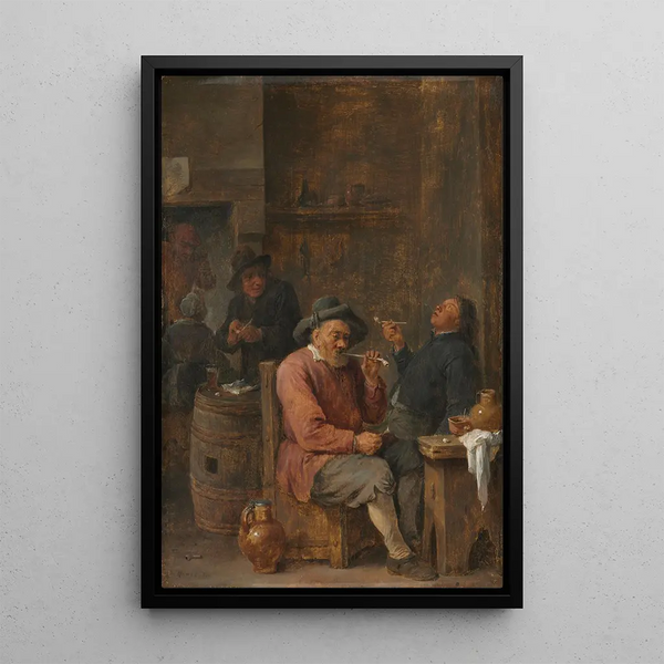 campesinos fumando en una taberna - David Teniers el Joven — cuadro enmarcado en la pared