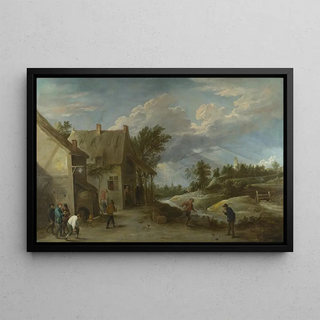 David Teniers The Younger - Peasants playing Bowls outside a Village Inn.webp
