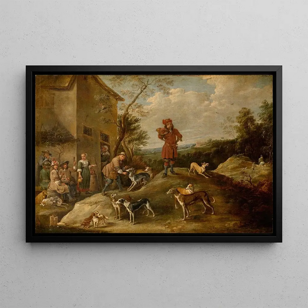 Hunters at Rest - David Teniers the Younger — framed artwork on a wall