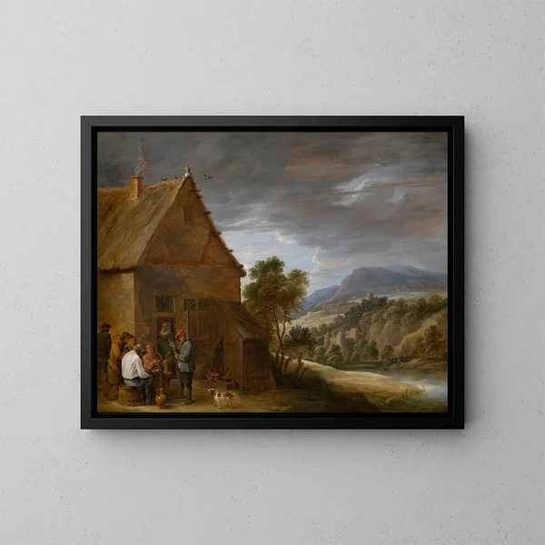 Tavern Scene - David Teniers the Younger — framed artwork on a wall
