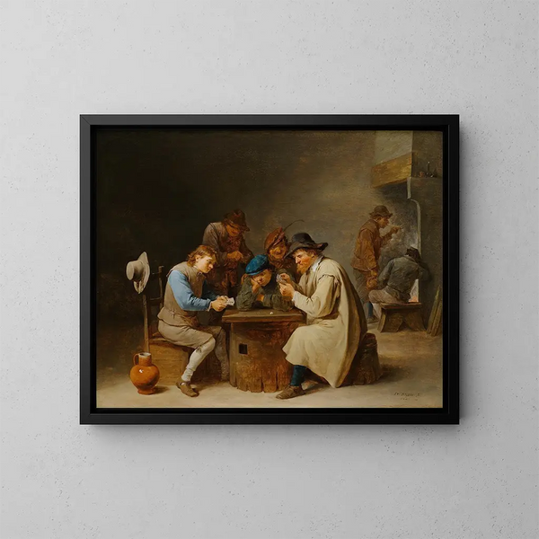 Les Joueurs de cartes - David Teniers le Jeune — framed artwork on a wall