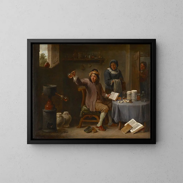 La Consultation - David Teniers the Younger — framed artwork on a wall
