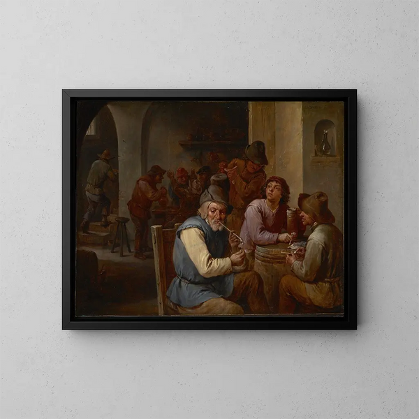 The Country Pub - David Teniers the Younger — framed artwork on a wall
