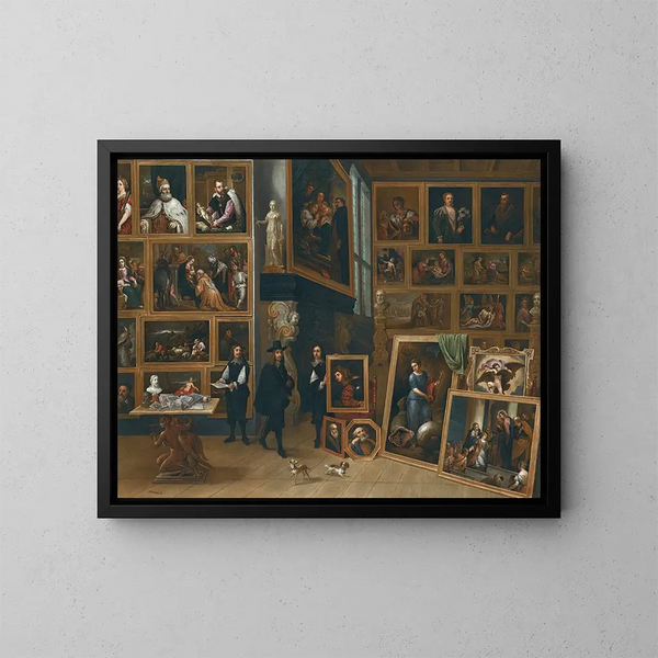 La galería de cuadros del archiduque Leopoldo Guillermo - David Teniers el Joven — cuadro enmarcado en la pared