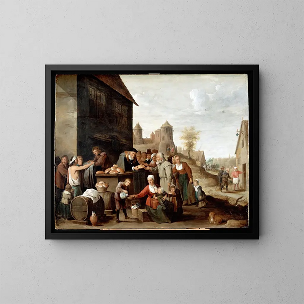 Las siete obras de misericordia corporales - David Teniers el Joven — cuadro enmarcado en la pared