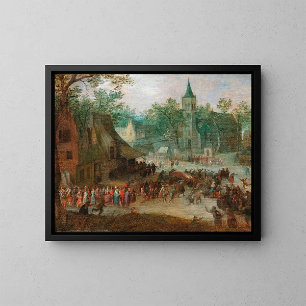 Una feria del pueblo - David Vinckboons — cuadro enmarcado en la pared