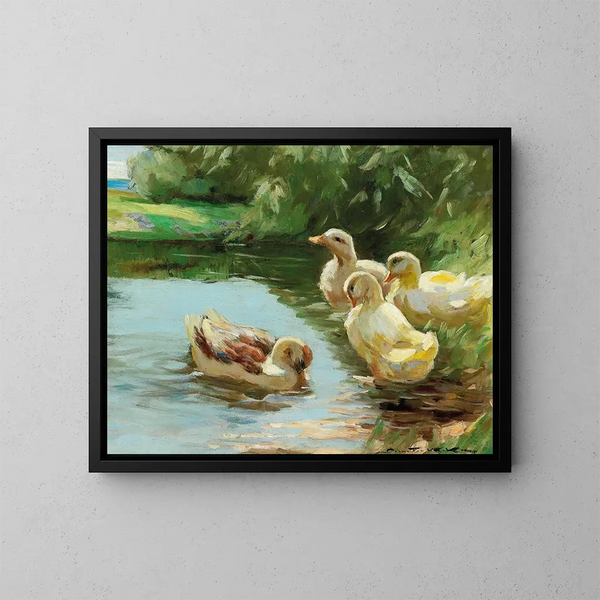Ducks in the Water - Demeter Koko — framed artwork on a wall