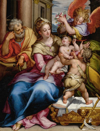 Denys Calvaert - The Holy Family With Saint John The Baptist And An Angel.webp